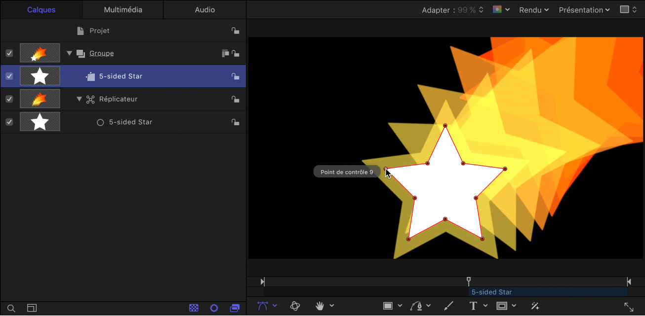 Sélection de l’outil « Afficher les infos sur l’outil » dans le menu local Présentation