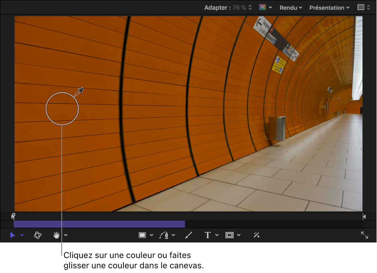 Pipette échantillonnant une couleur de l’image dans le canevas
