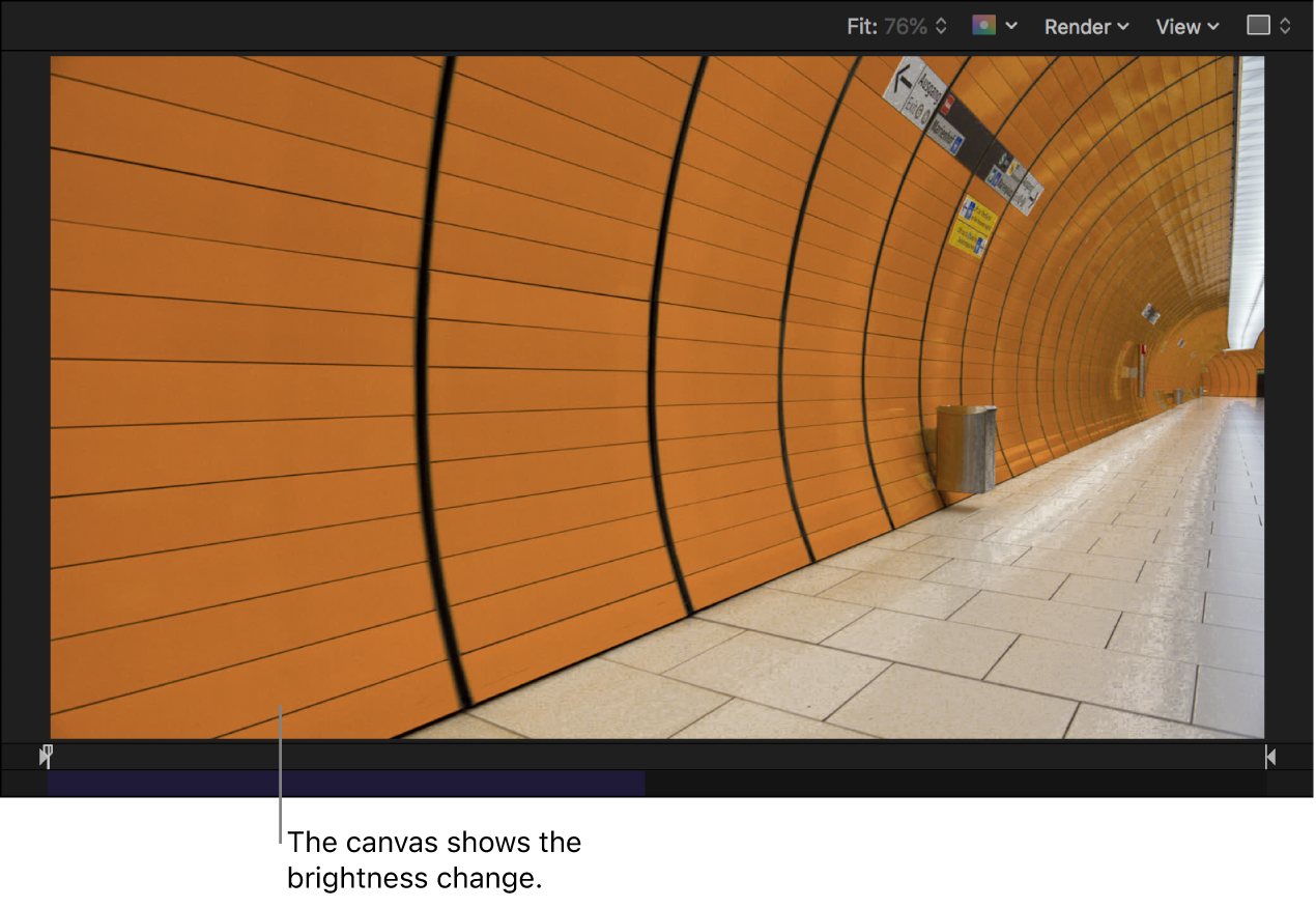イメージの変更済みのルミナンスが表示されているキャンバス
