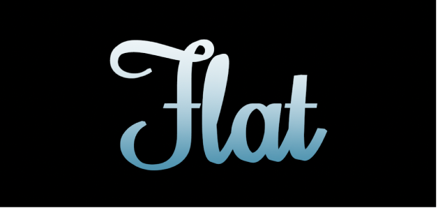 キャンバスに、フラットの材質「グラデーション」が適用された3Dテキストが表示されています