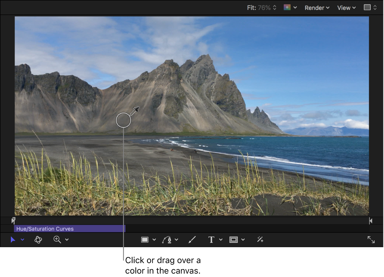 캔버스에서 색상 위에 있는 스포이드