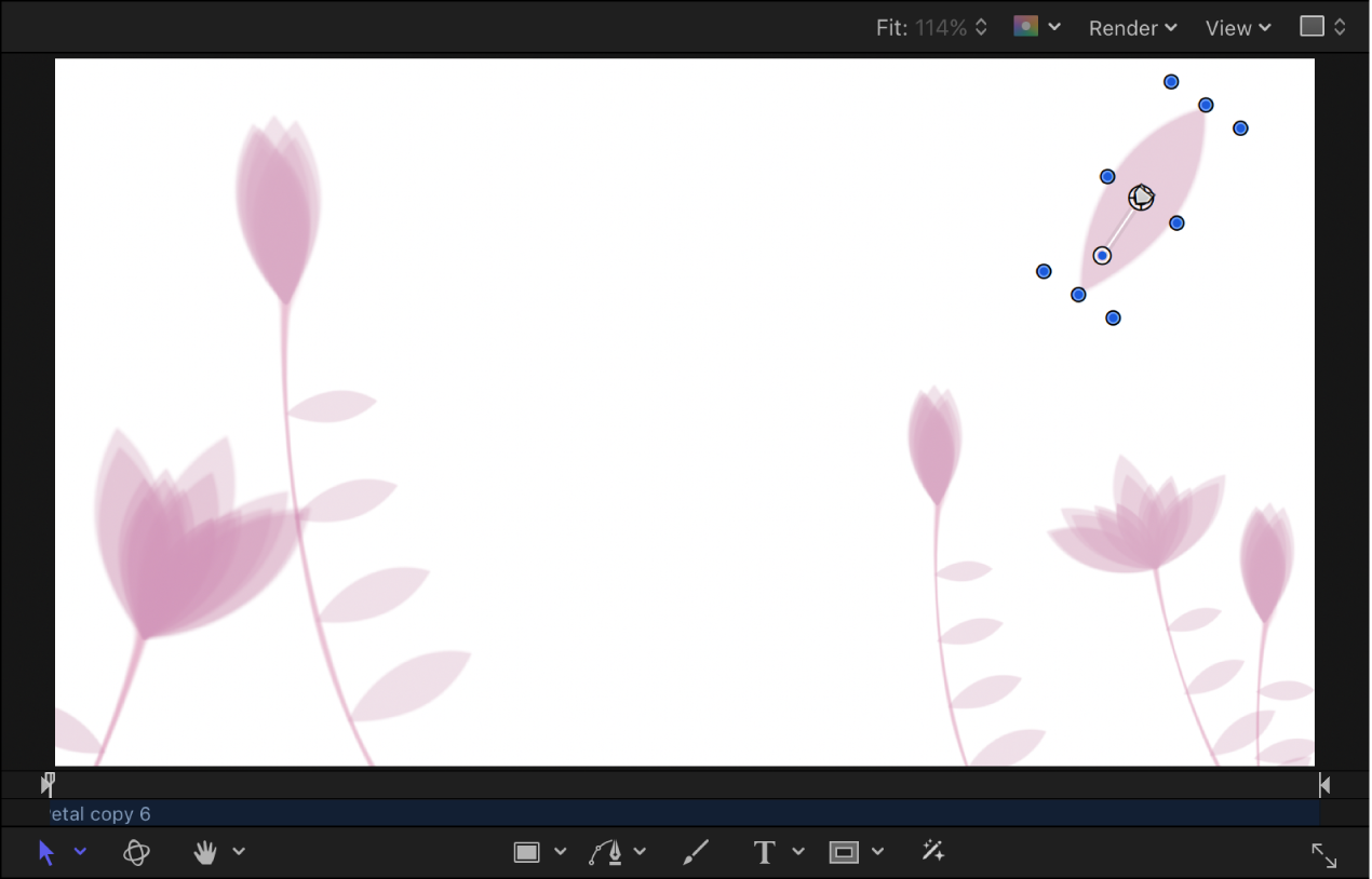 시작 위치에 있는 대상체를 보여주는 캔버스