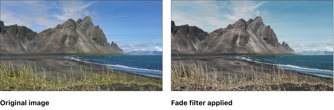 显示“褪色”滤镜效果的画布