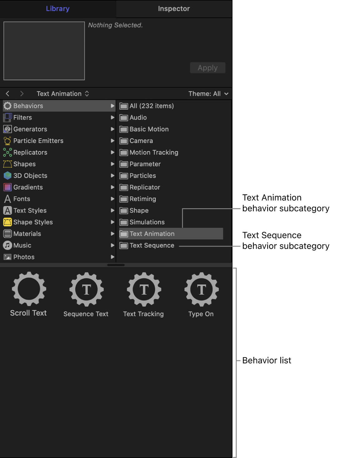 显示文本动画行为子类别的资源库