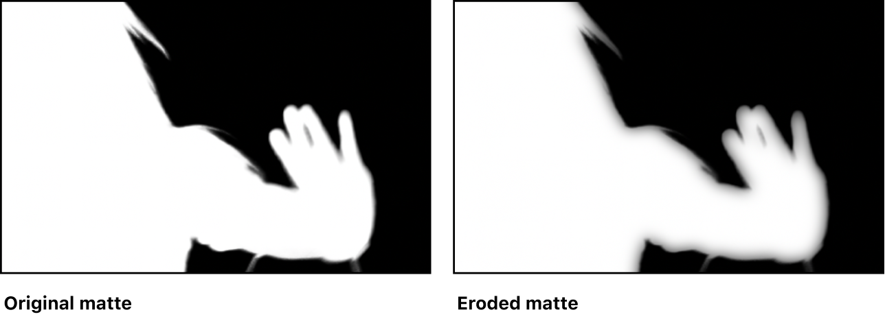 画布中所看到的原始状态遮罩，与遮罩的侵蚀版本作比较