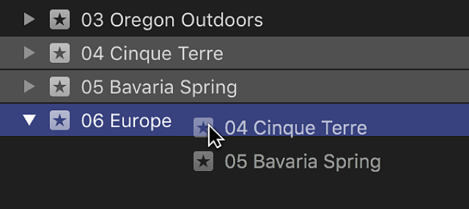 2つのイベントが3つ目のイベントにドラッグされている
