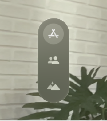 visionOS 中的「主畫面」。分頁列位於 App 圖像的左側。