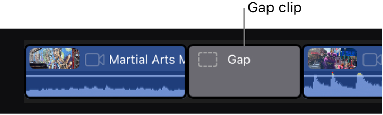 A blank gap clip between two video clips in the primary storyline.