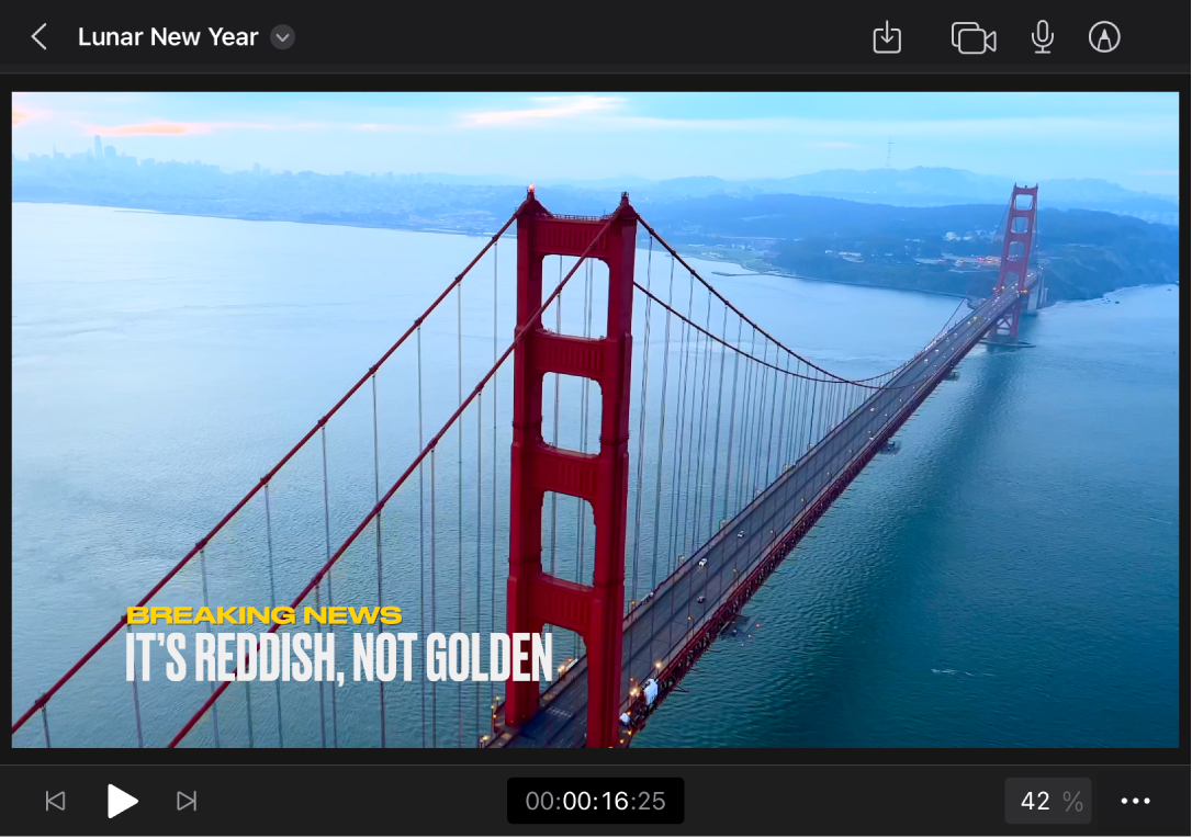 The viewer showing a lower-third title in the lower-left corner of the frame.