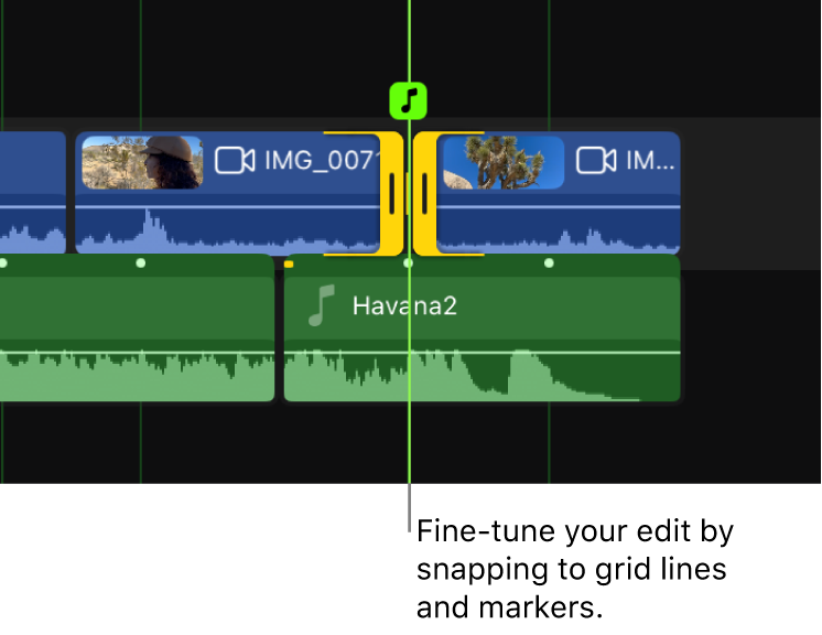 The timeline showing a roll edit being made on the last two clips.