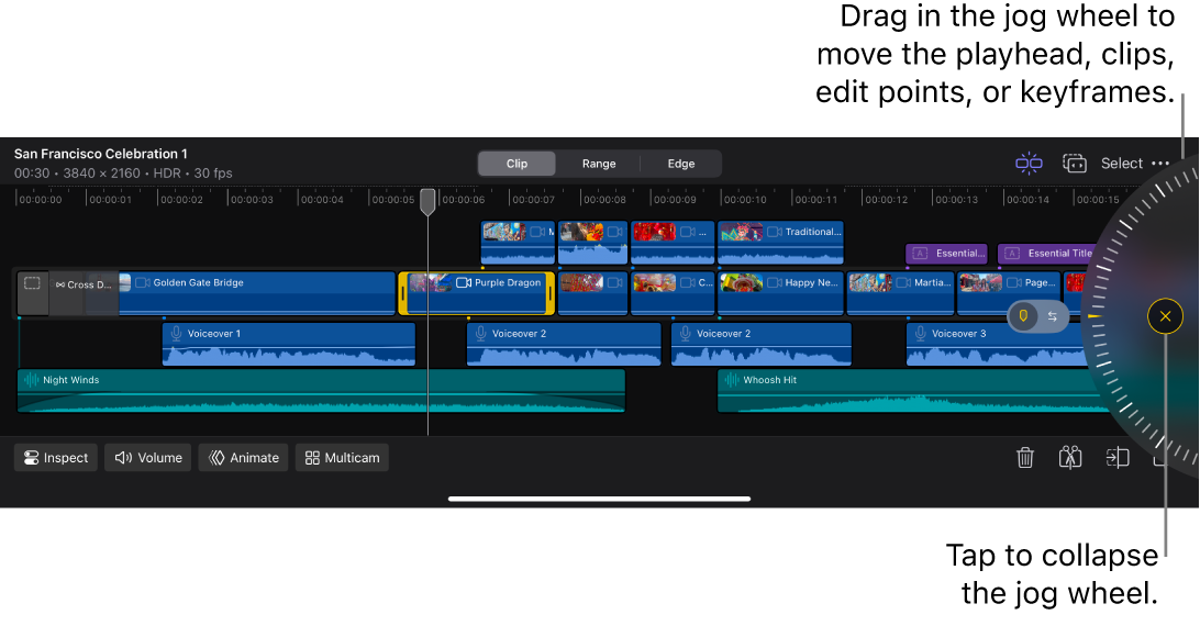时间线中的调节轮。