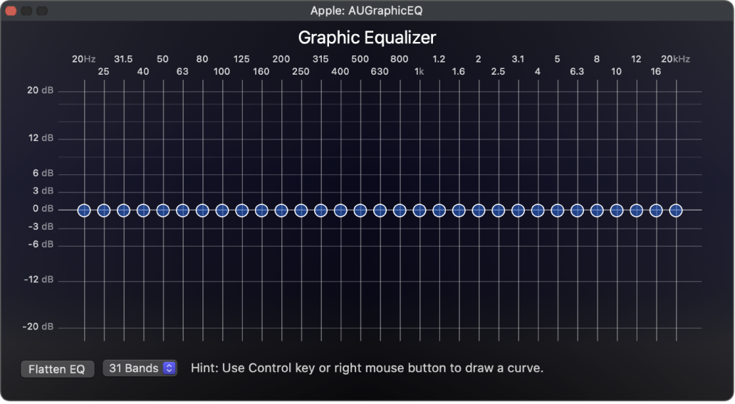 Das Fenster des grafischen Equalizers in Compressor.