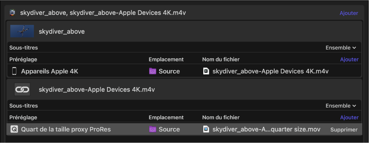 Zone de lot de Compressor affichant une chaîne de tâches.