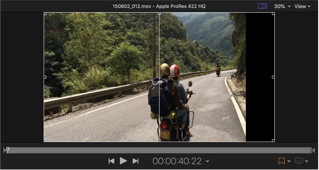 16x9 소스의 4x3 여백을 보여주는 Compressor의 미리보기 영역.