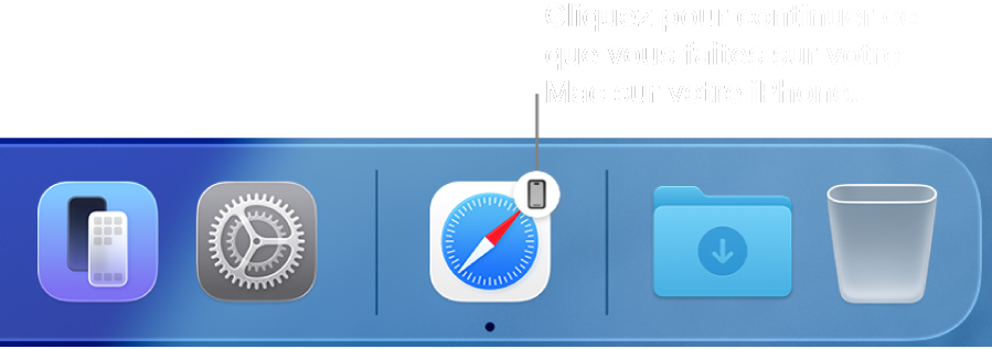 L’icône Handoff affichée dans le Dock.