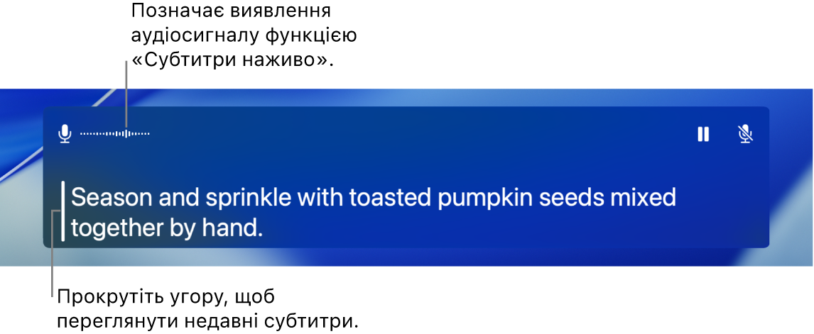 Субтитри наживо для аудіо.