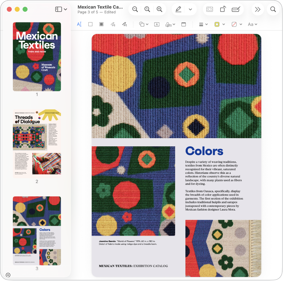 مستند PDF مفتوحة فيه أدوات التوصيف.