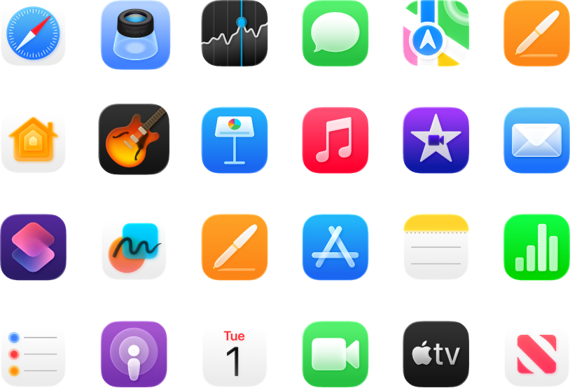 Icones de les apps incloses amb el Mac mini.