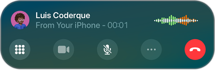 Rakenduse Phone aknas kuvatakse pooleliolevat kõnet.