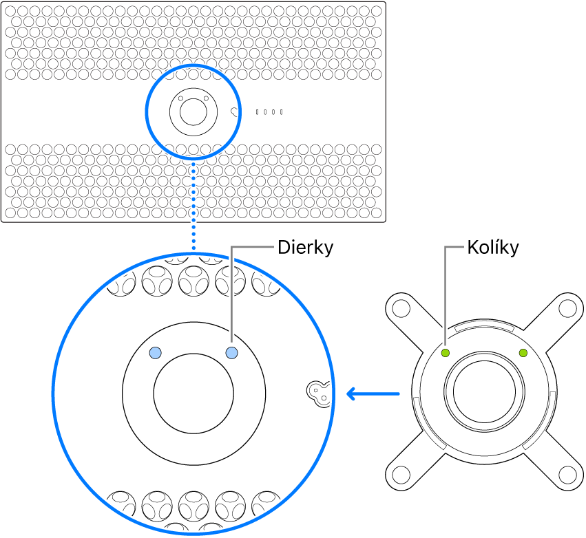 Zadná strana displeja Pro Display XDR a adaptér.