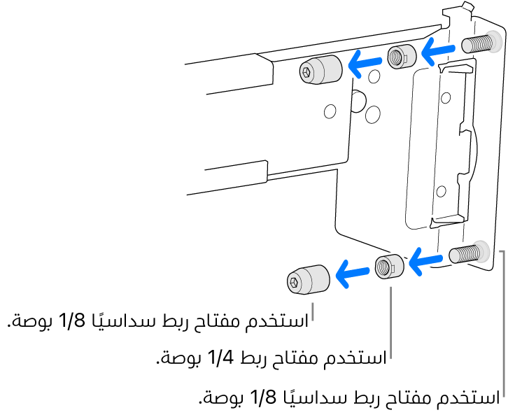 تجميعة قضبان تتلاءم في وحدة الرفوف ذات الأسنان الملولبة.