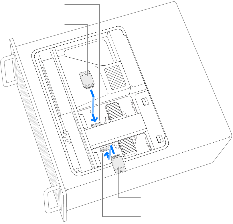 يتم تركيب وحدتي SSD.
