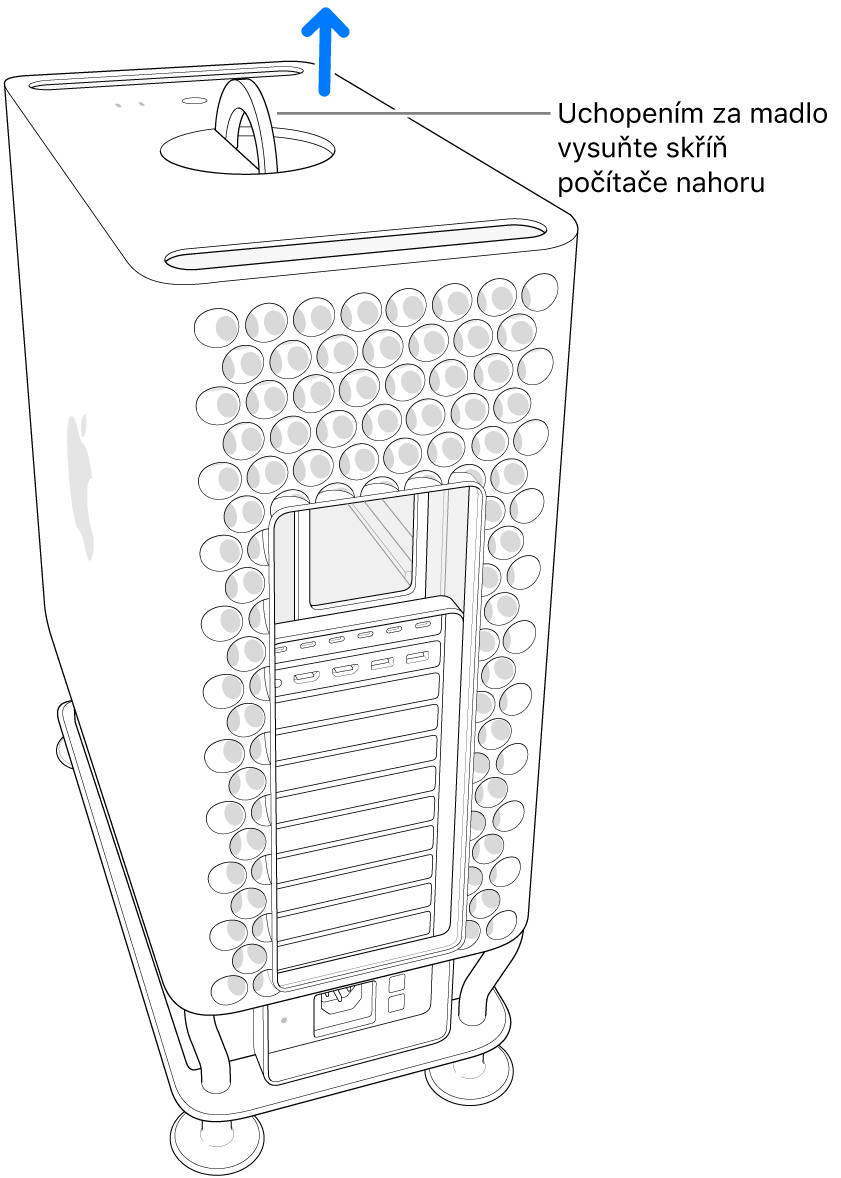 Kryt vysouvaný z počítače směrem nahoru