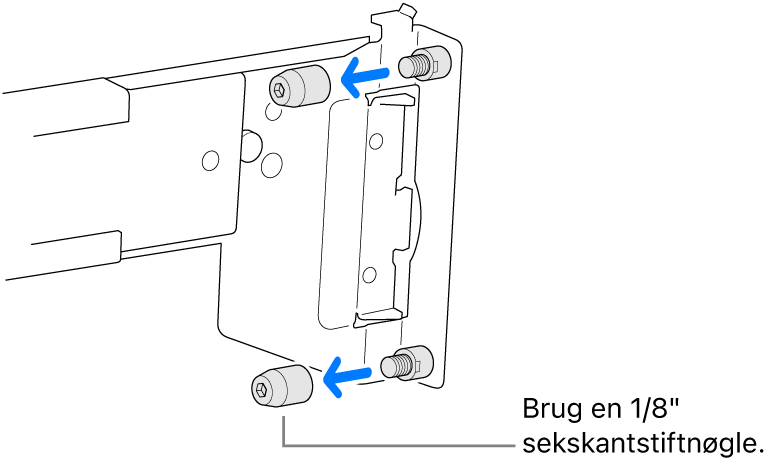 En skinnesamling, der passer til et rack med runde huller.