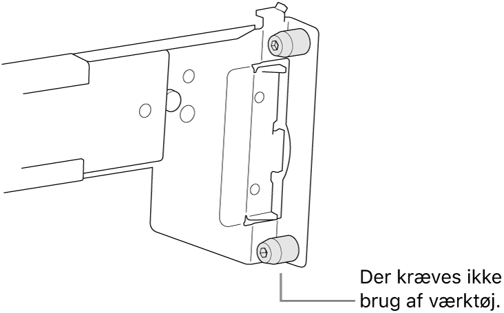 En skinnesamling, der passer til et rack med firkantede huller.