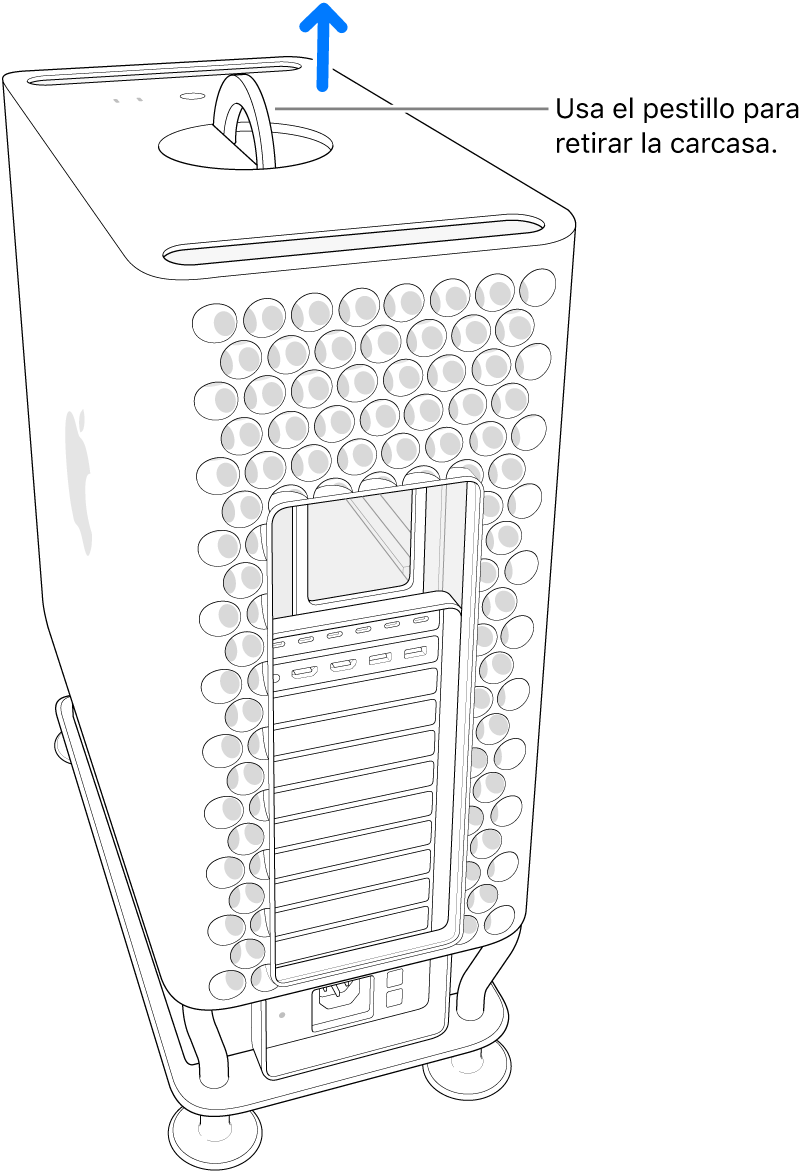 El alojamiento en movimiento hacia arriba para retirarlo del ordenador.