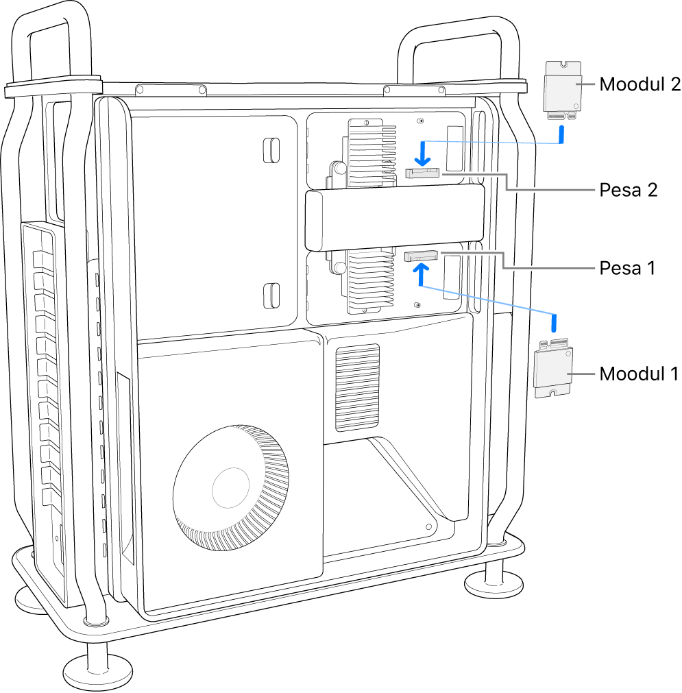 Kahte SSD-moodulit paigaldatakse.