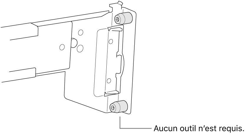Une glissière qui passe dans un rack à trous carrés.