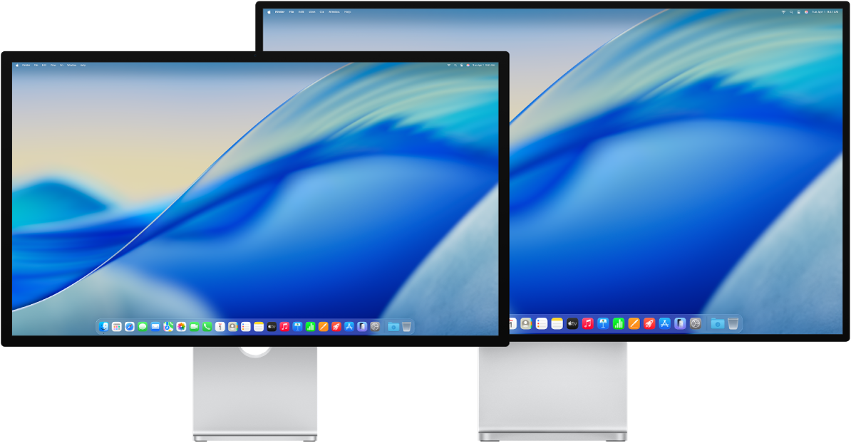 Studio Display et Pro Display XDR côte à côte.