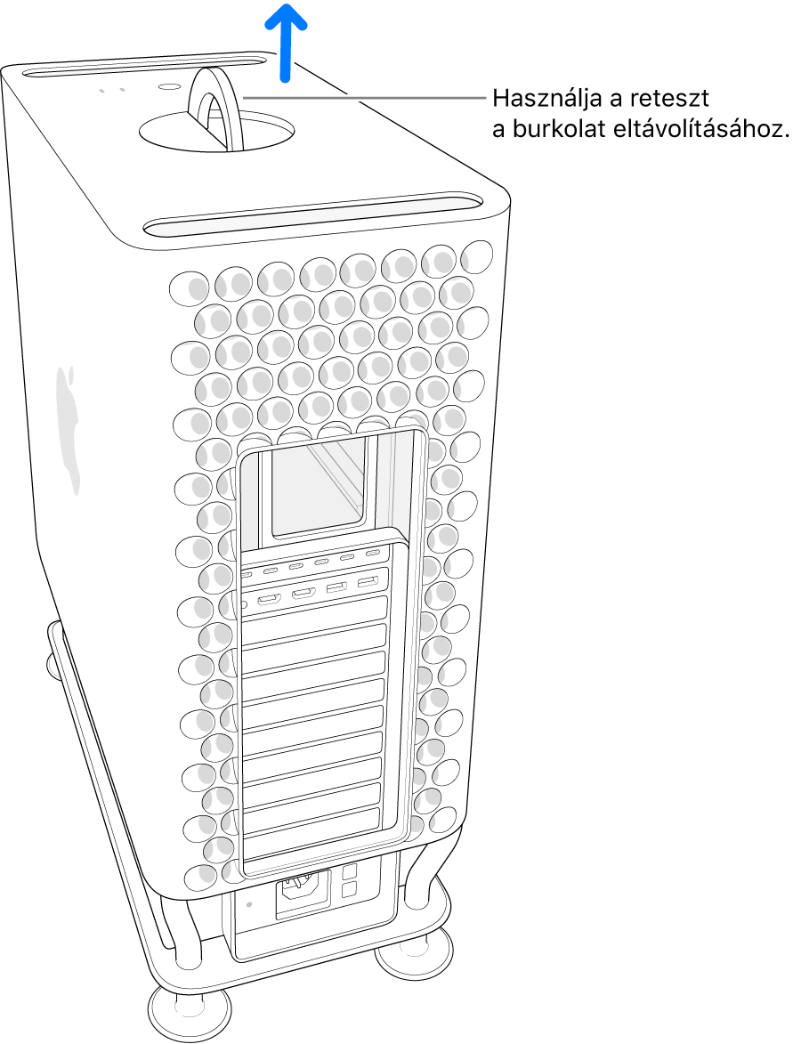 A burkolatot felfelé lehúzzák a számítógépről.