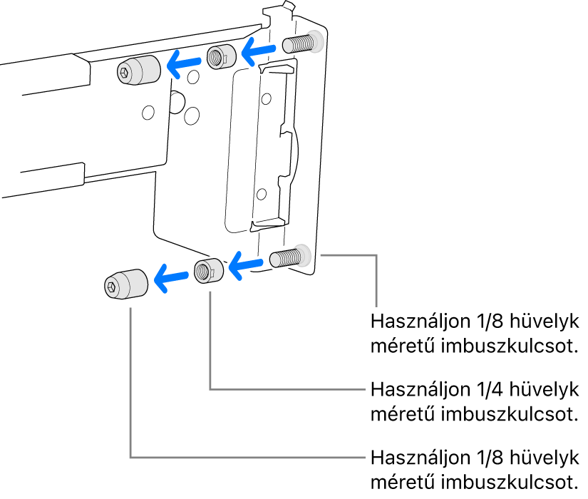 Menetes rackbe illeszkedő szerelősín.