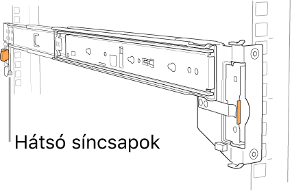 Szerelősín, amelyen a hátsó síncsapok helye látható.