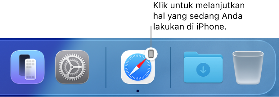 Ikon Handoff terlihat di Dock.