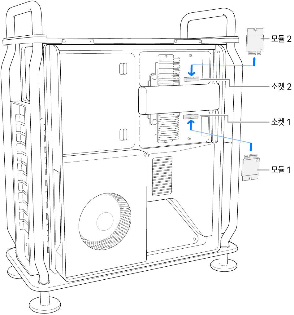 두 개의 SSD 모듈이 설치됨.