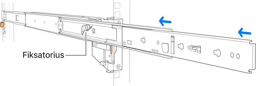 Sutraukiamas skersinio įtaisas.