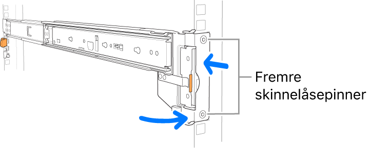 Skinner der plasseringen av de fremre skinnepinnene vises.