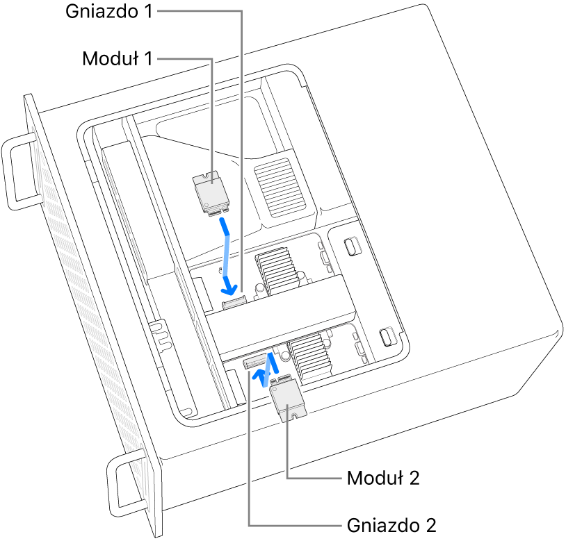Dwa moduły SSD są instalowane.