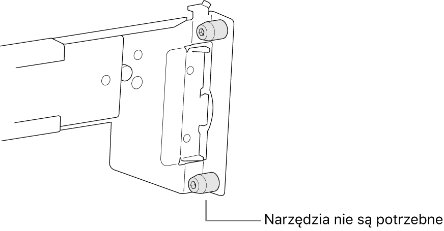 Szyny montażowe pasujące do szafy serwerowej z otworami kwadratowymi.