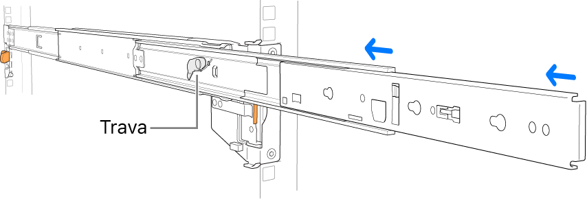 Um kit de montagem para trilhos sendo retraído.