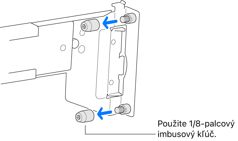 Zostava koľajničiek, ktorá pasuje do racku s okrúhlymi dierami.