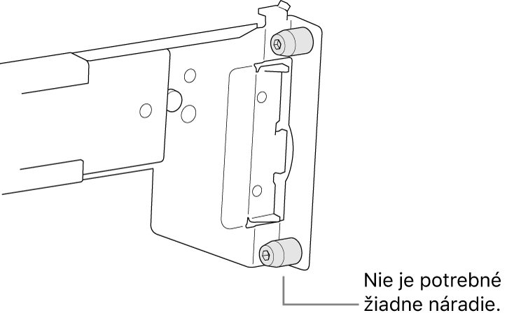 Zostava koľajničiek, ktorá pasuje do racku so štvorcovými dierami.