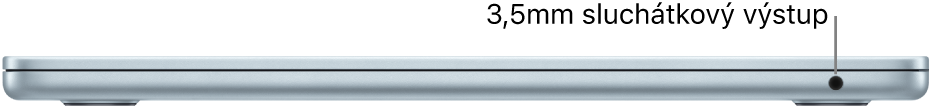 Pravá strana MacBooku Air s popiskem u 3,5mm sluchátkového výstupu