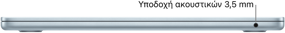 Η προβολή της δεξιάς πλευράς ενός MacBook Air, με επεξήγηση για την υποδοχή ακουστικών 3,5 χλστ.