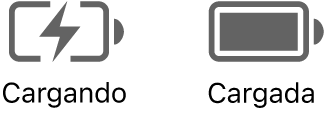 Iconos de estado de la batería mientras se está cargando y cuando está cargada.