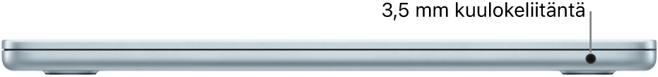 MacBook Air oikealta sekä selite 3,5 mm kuulokeliitäntään.