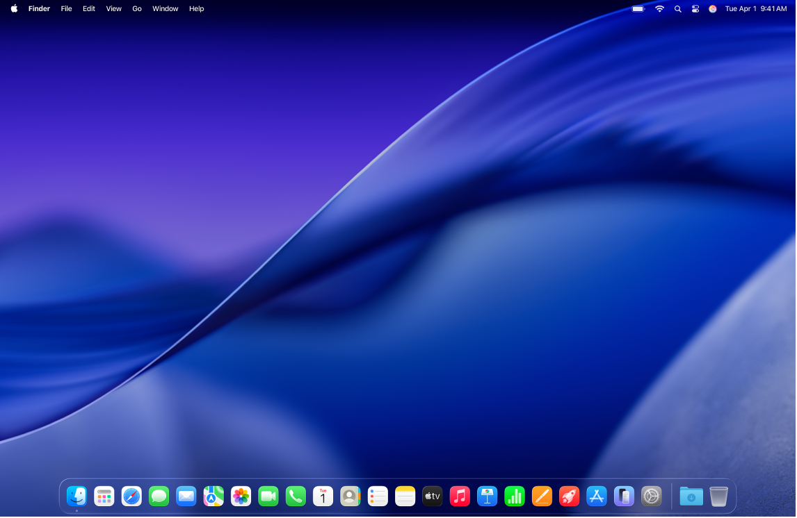 Desktop dalam Mode Gelap.